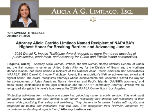 Attorney Alicia Garrido Limtiaco Named Recipient of NAPABA’s Highest Honor for Breaking Barriers and Advancing Justice